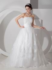 Cheap Strapless Appliques Decorate Wedding Bridal Gown With Belt