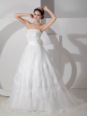 Cheap Strapless Appliques Decorate Wedding Bridal Gown With Belt