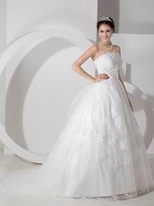 Cheap Strapless Appliques Decorate Wedding Bridal Gown With Belt