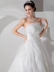 Cheap Strapless Appliques Decorate Wedding Bridal Gown With Belt