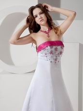 Fuchsia Embroidery Discount Ivory Wedding Dress With Color