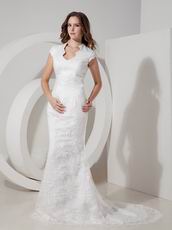 Fashionbale Mermaid V-neck Lace Petite Wedding Bridal Gown