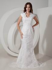 Fashionbale Mermaid V-neck Lace Petite Wedding Bridal Gown