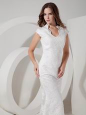 Fashionbale Mermaid V-neck Lace Petite Wedding Bridal Gown