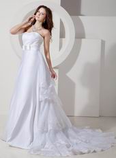 Inexpensive Strapless Appliqued Layers White Bridal Dress For Garden