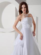 Inexpensive Strapless Appliqued Layers White Bridal Dress For Garden