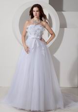 Strapless Empire Appliqued White Wedding Dress Wholesale