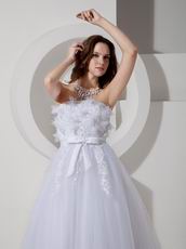 Strapless Empire Appliqued White Wedding Dress Wholesale