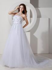 Strapless Empire Appliqued White Wedding Dress Wholesale