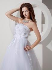 Strapless Empire Appliqued White Wedding Dress Wholesale