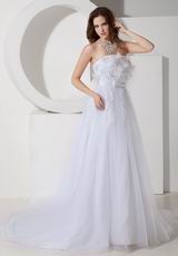 Strapless Empire Appliqued White Wedding Dress Wholesale