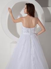 Strapless Empire Appliqued White Wedding Dress Wholesale