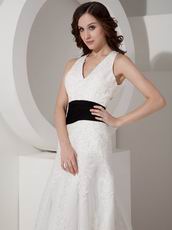 Halter V Neck Cross Back Wedding Dress Lace Emberllishments