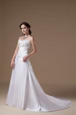 Affordable Chapel Train Ivory Wedding Dress With Embroidery