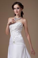 Affordable Chapel Train Ivory Wedding Dress With Embroidery