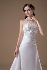 Affordable Chapel Train Ivory Wedding Dress With Embroidery