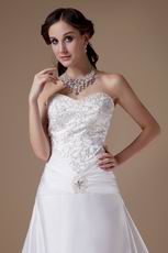 Affordable Chapel Train Ivory Wedding Dress With Embroidery