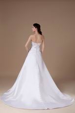 Affordable Chapel Train Ivory Wedding Dress With Embroidery