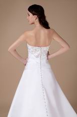 Affordable Chapel Train Ivory Wedding Dress With Embroidery