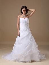 Sweetheart Ruched Sweetheart White Organza Dress For Wedding