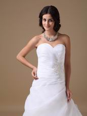 Sweetheart Ruched Sweetheart White Organza Dress For Wedding