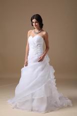 Sweetheart Ruched Sweetheart White Organza Dress For Wedding