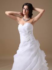 Sweetheart Ruched Sweetheart White Organza Dress For Wedding