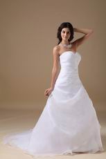 Sweetheart Ruched Sweetheart White Organza Dress For Wedding