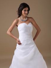 Sweetheart Ruched Sweetheart White Organza Dress For Wedding