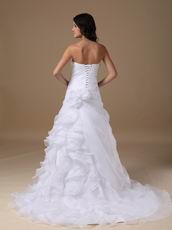 Sweetheart Ruched Sweetheart White Organza Dress For Wedding