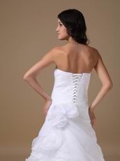 Sweetheart Ruched Sweetheart White Organza Dress For Wedding