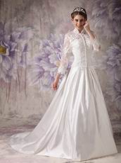 Modest High-neck Long Sleeves Wedding Dress With Appliques