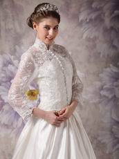 Modest High-neck Long Sleeves Wedding Dress With Appliques