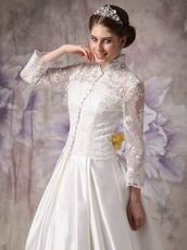 Modest High-neck Long Sleeves Wedding Dress With Appliques