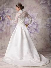 Modest High-neck Long Sleeves Wedding Dress With Appliques