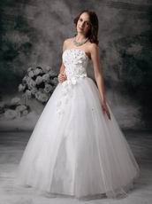 Strapless Floor-length Puffy Tulle Dress To Wedding Bride Wear