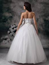 Strapless Floor-length Puffy Tulle Dress To Wedding Bride Wear