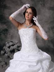 Modest Ball Gown Western Puffy Wedding Dress With Lace