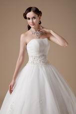 Cheap Strapless Puffy Ivory Wedding Ball Gown For Bride
