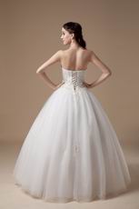 Cheap Strapless Puffy Ivory Wedding Ball Gown For Bride