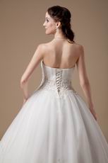 Cheap Strapless Puffy Ivory Wedding Ball Gown For Bride