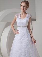 Modest Square Neck Lace Church Wedding Ceremony Bridal Outfits