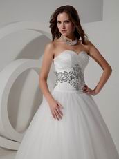 Crystals Lace Up Sweetheart Puffy Bridal Dress With Chapel Train