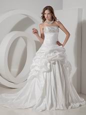 Best Deals Strapless Ivory Taffeta Pick-ups Wedding Dress 2014