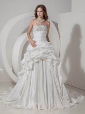 Best Deals Strapless Ivory Taffeta Pick-ups Wedding Dress 2014