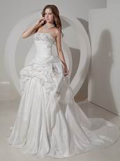 Best Deals Strapless Ivory Taffeta Pick-ups Wedding Dress 2014