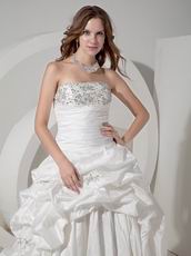 Best Deals Strapless Ivory Taffeta Pick-ups Wedding Dress 2014