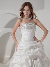 Best Deals Strapless Ivory Taffeta Pick-ups Wedding Dress 2014