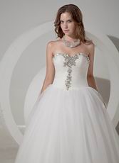 Sweetheart Beaded Bodice Ivory Floor Length Wedding Dress