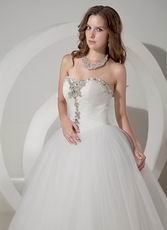 Sweetheart Beaded Bodice Ivory Floor Length Wedding Dress